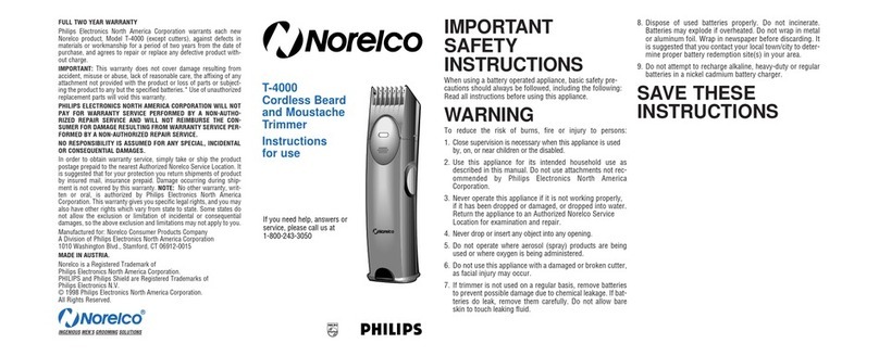 Norelco Norelco T-4000 Instructions for use