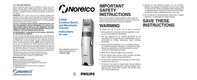 Norelco Norelco T-5000 Instructions for use