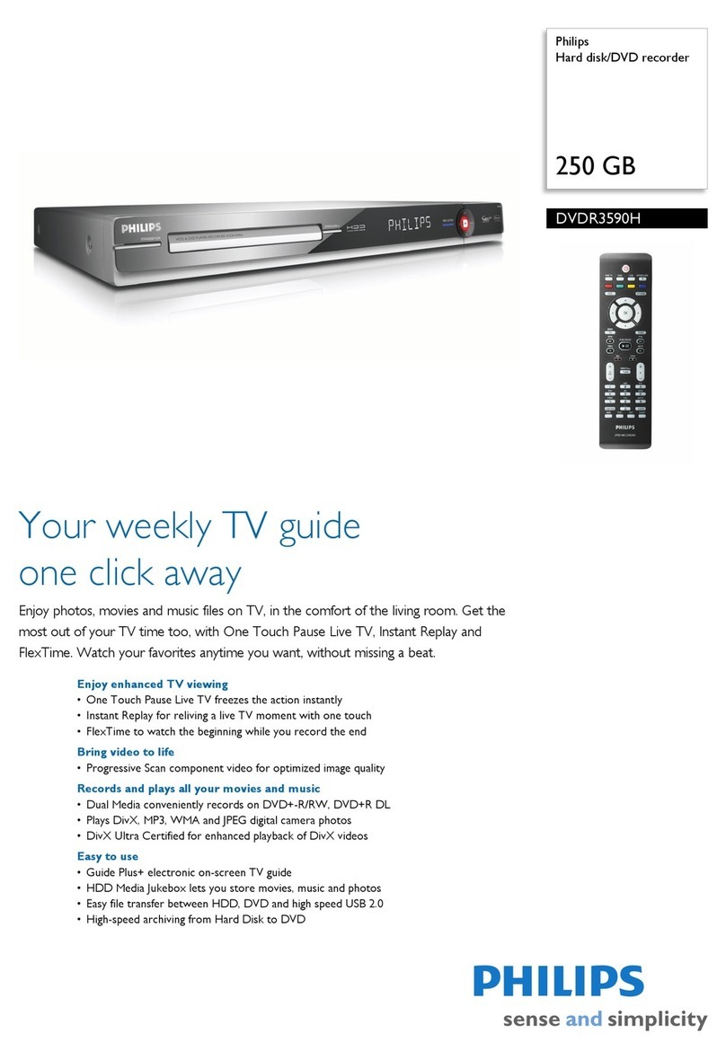 Philips DVDR3590H Specifications