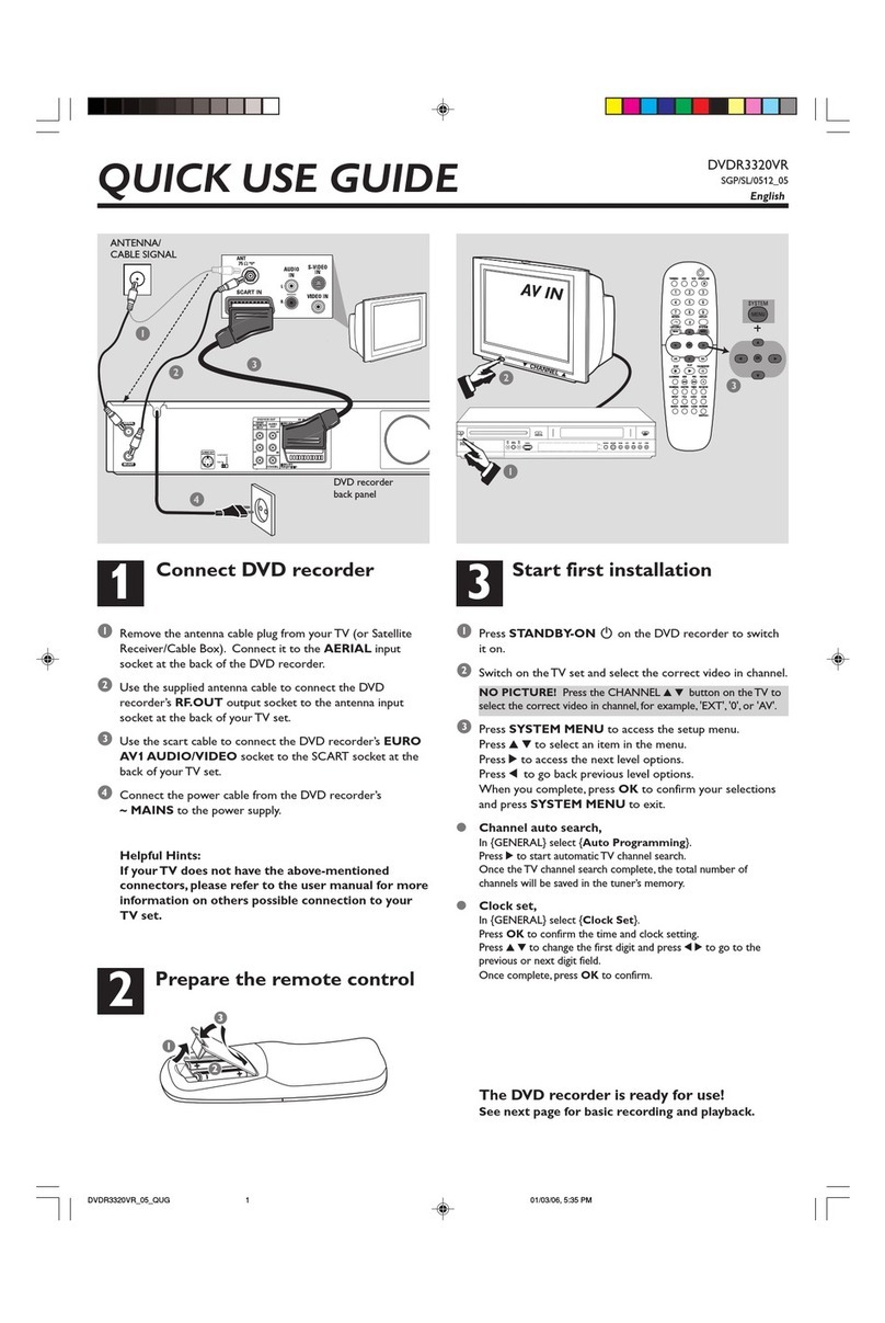 Philips DVDR3320V/05B Quick use guide