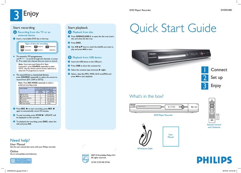 Philips DVDR3480/05B User manual