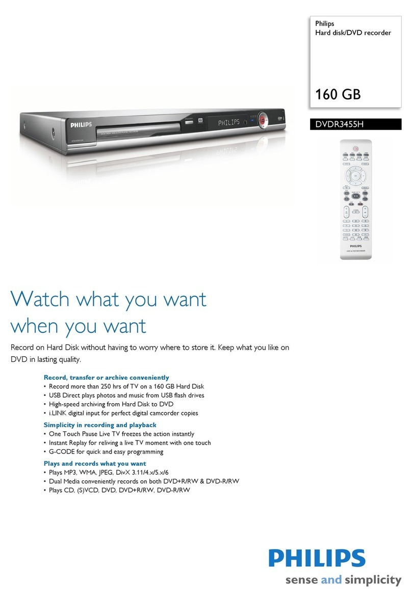 Philips DVDR3455H Specifications