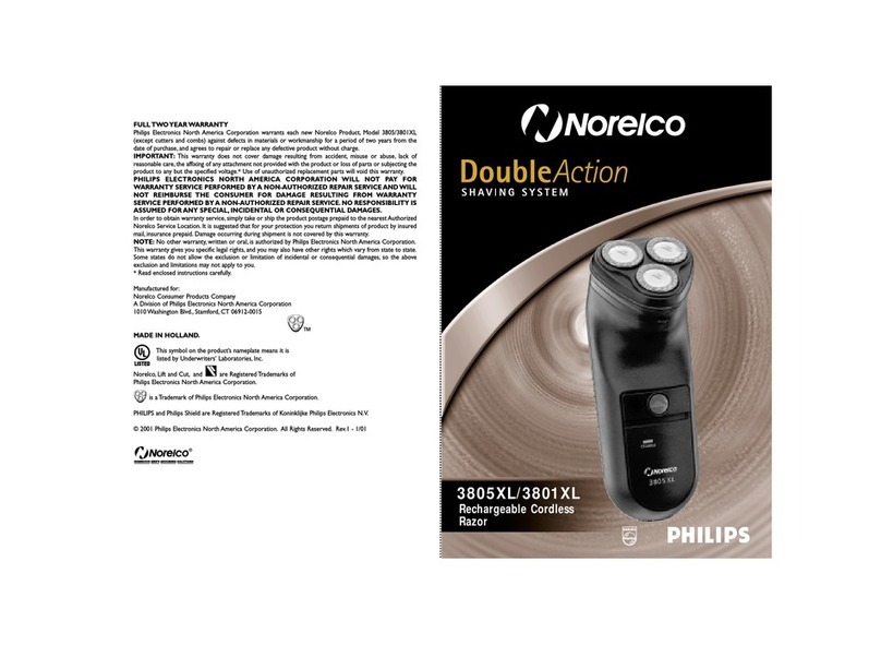 Philips Norelco 3801XL User manual Philips Norelco 3801XL User manual