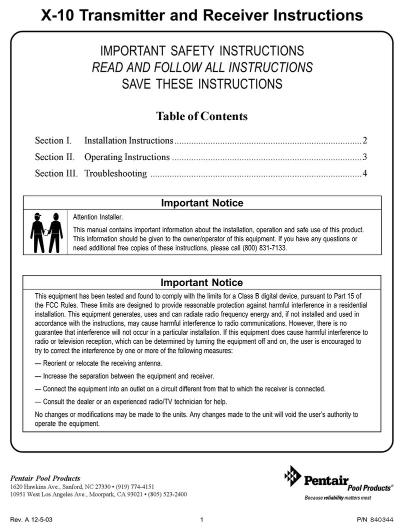 Pentair X-10 instructions