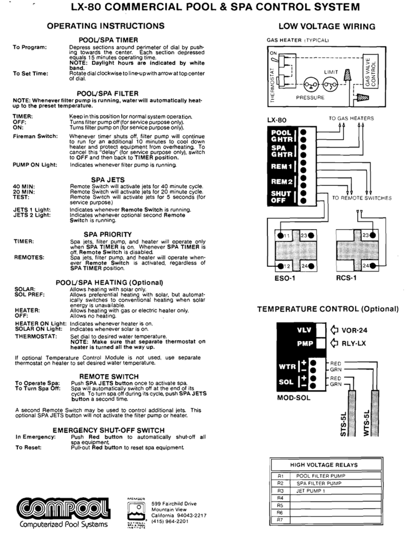 Compool Commercial Pool & Spa Control System LX-80 operating instructions