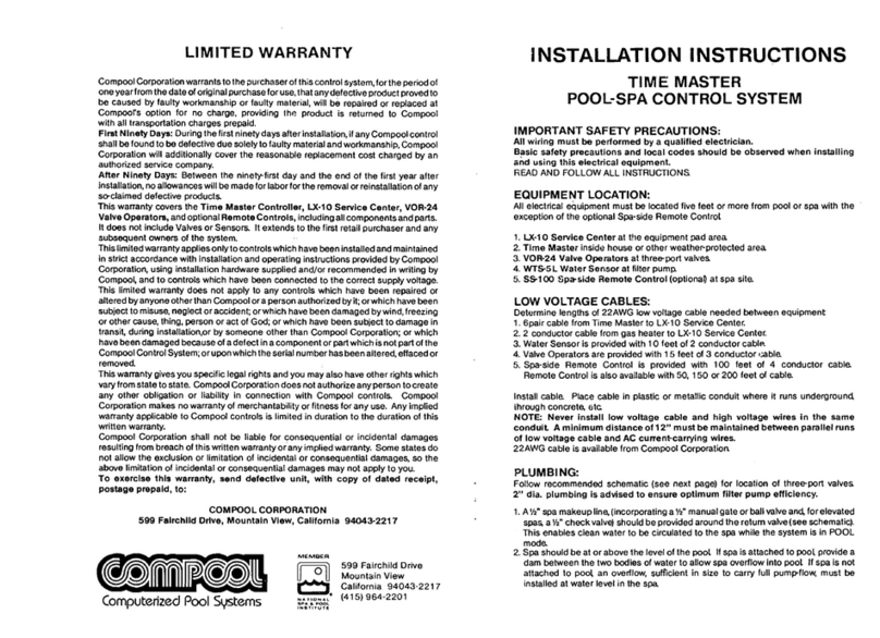 Compool Pool-Spa Control System Time Master installation instructions