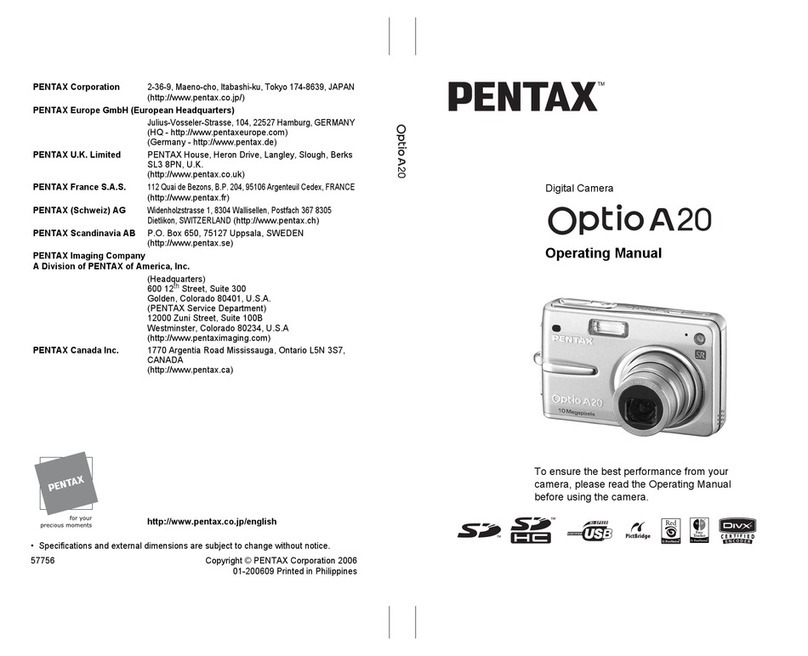 Pentax OPTIOA20 - Optio A20 Digital Camera User manual