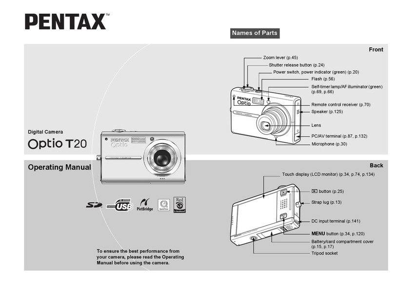 Pentax OPTIOT20 - Optio T20 Digital Camera User manual