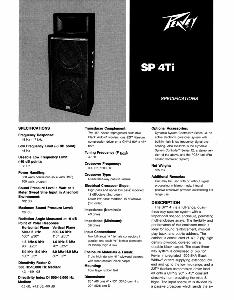 Peavey SP 4Ti Specification sheet