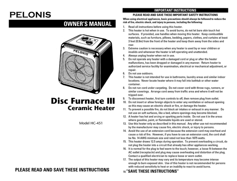 Pelonis HC-451 Disc Furnace III owner's manual