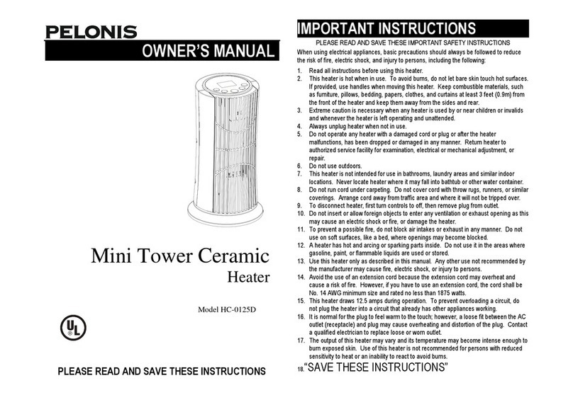 Pelonis HC-0125D owner's manual