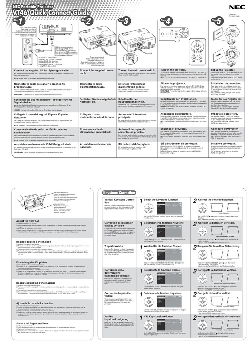 NEC VT46 Quick connect guide