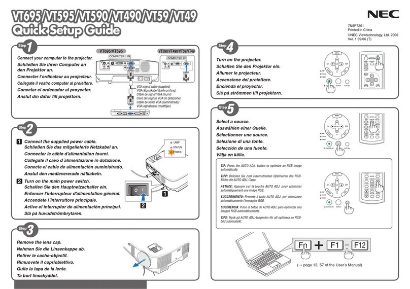 NEC VT490 Quick setup guide