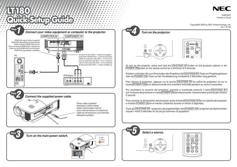 NEC LT180 - LT 180 XGA DLP Projector User manual