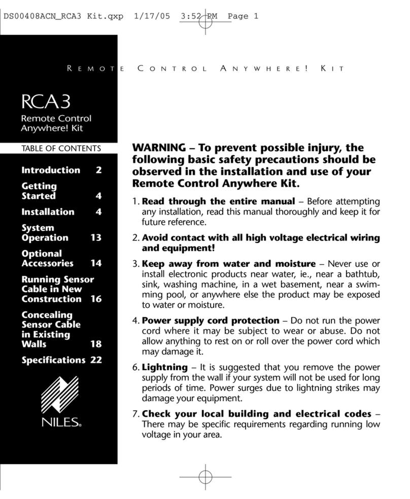 Niles RCA3 User manual Niles RCA3 User manual