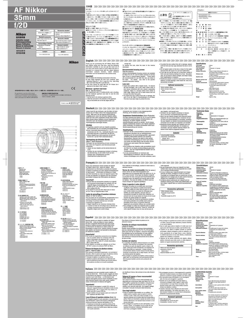 Nikon AF Nikkor 35mm f/2D User manual Nikon AF Nikkor 35mm f/2D User manual