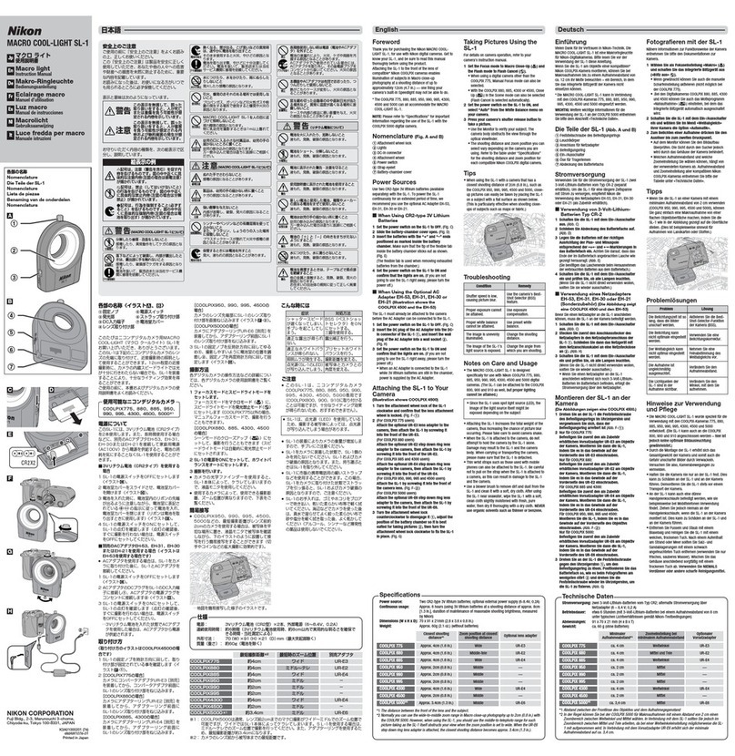 Nikon MACRO COOL-LIGHT SL-1 User manual