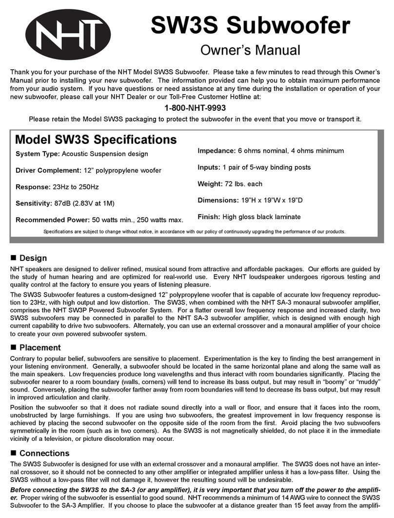 NHT SW3S owner's manual