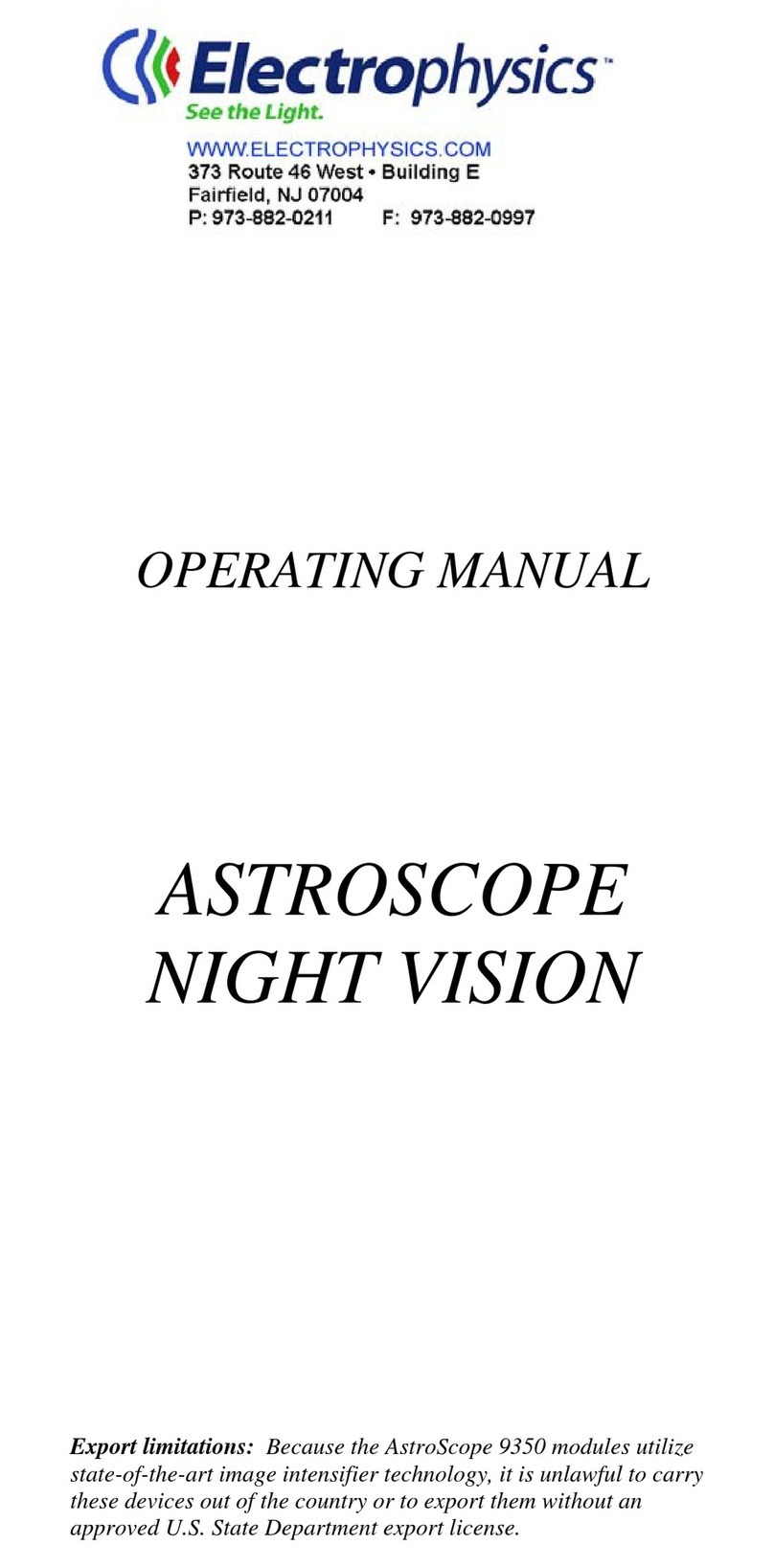 Electrophysics AstroScope 9350 operating manual