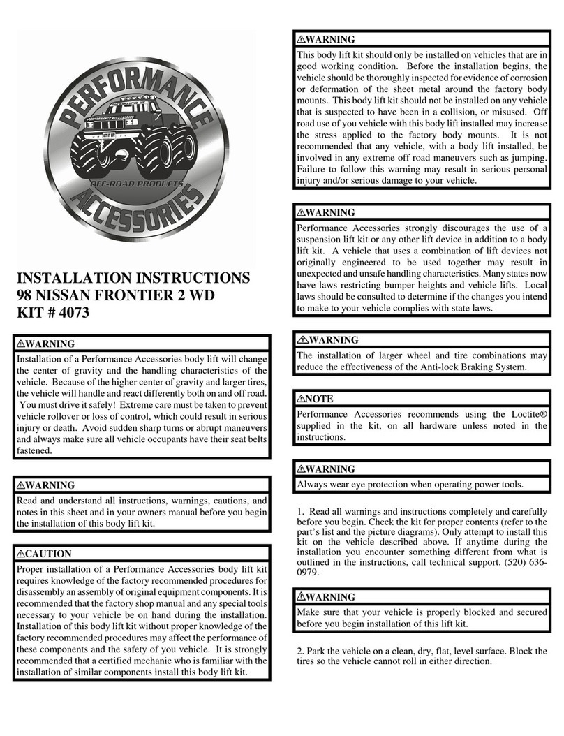 Performance Accessories 4073 installation instructions Performance Accessories 4073 installation instructions