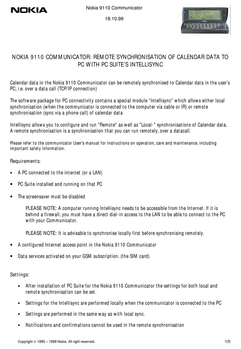 Nokia COMMUNICATOR 9110 Software guide