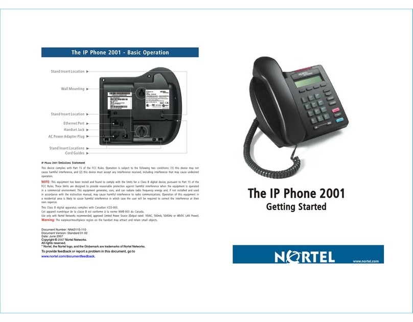 Nortel 2001 User manual