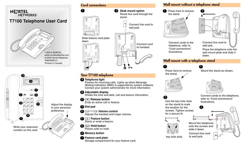 Nortel T7100 Parts list manual