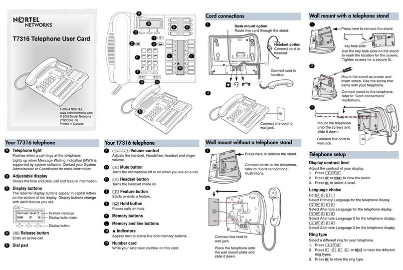 Nortel T7316 Parts list manual