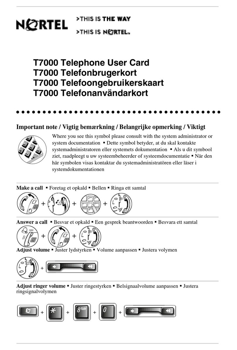 Nortel Business Series Terminal T7000 Parts list manual