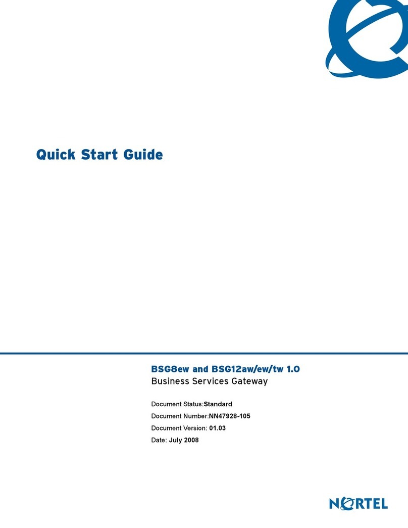 Nortel BSG12aw/ew/tw quick start guide