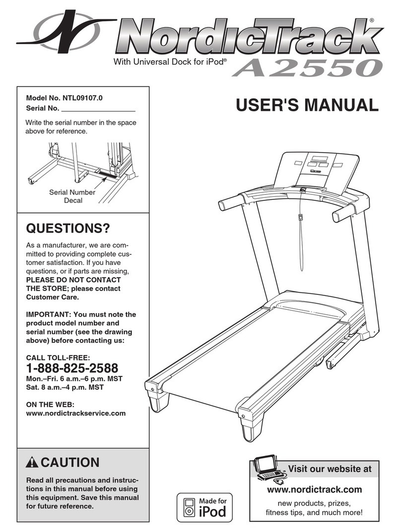 NordicTrack A2550 NTL09107.0 User manual