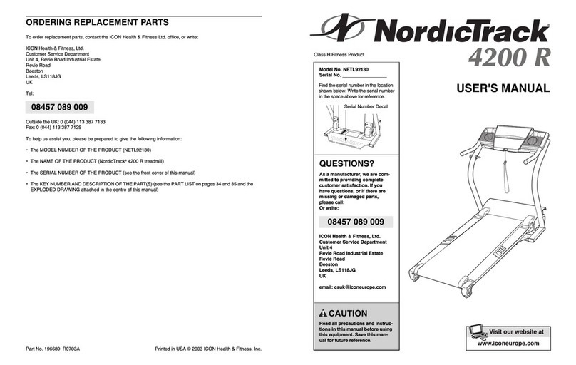 NordicTrack 4200r Treadmill User manual NordicTrack 4200r Treadmill User manual