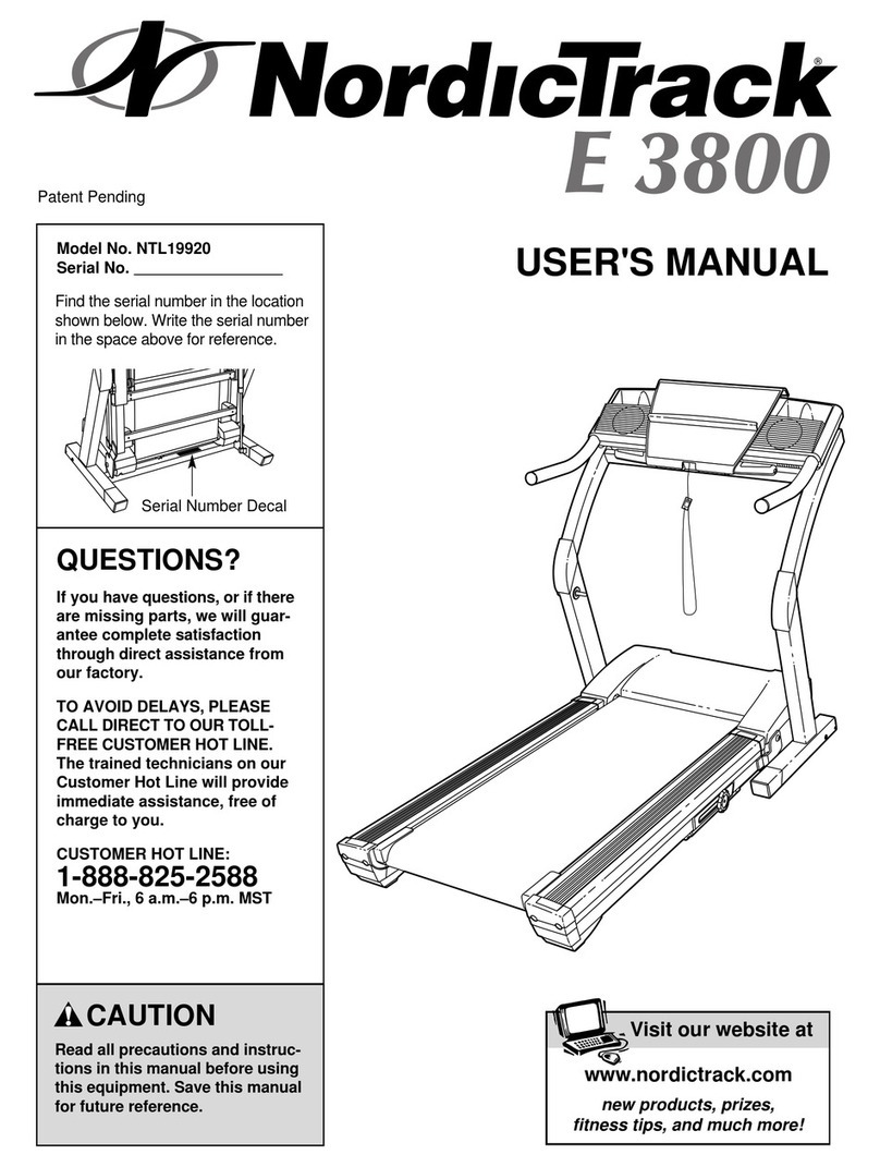 NordicTrack E3800 NTL19920 user manual