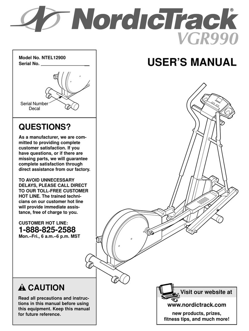 NordicTrack VGR990 NTEL12900 User manual