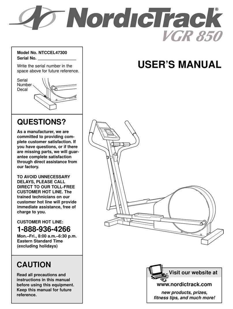 NordicTrack VGR 850 User manual NordicTrack VGR 850 User manual