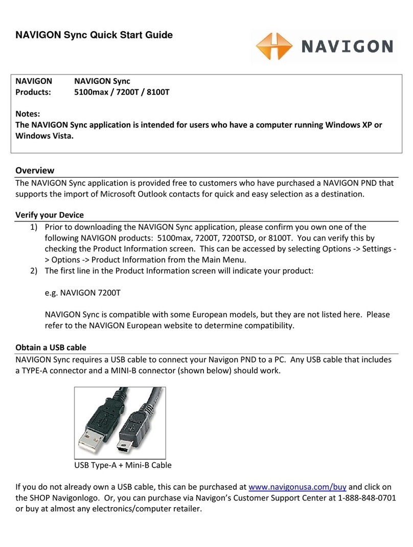 Navigon Sync 7200T quick start guide