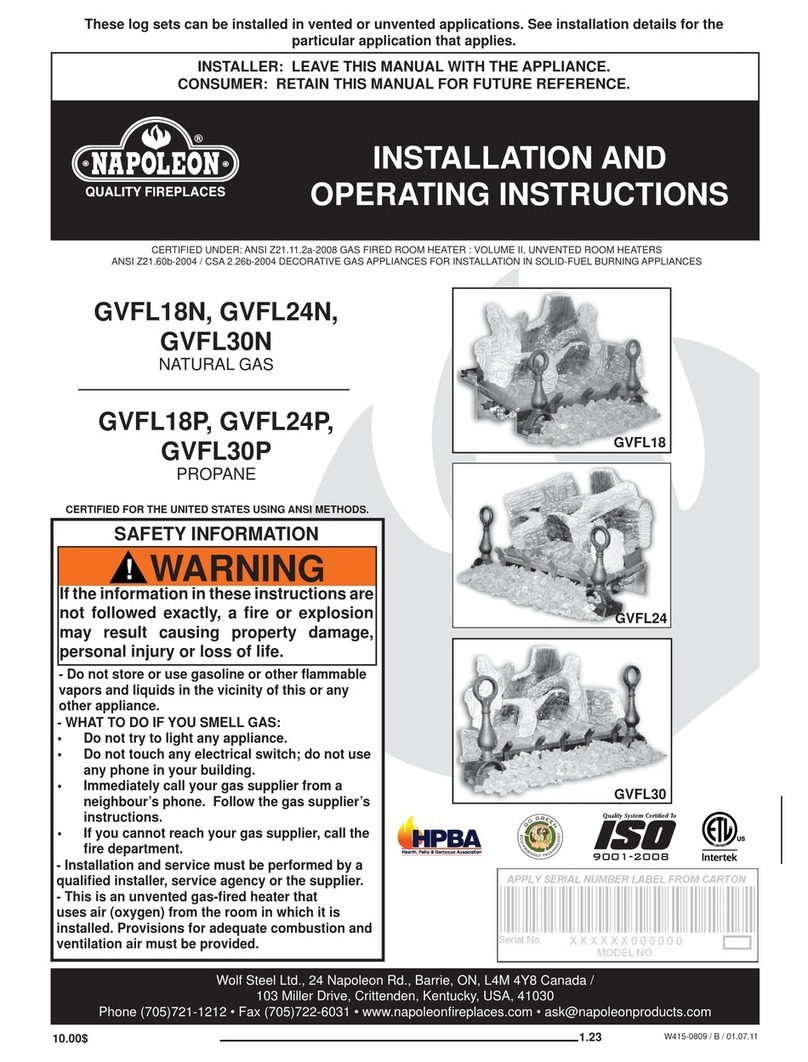 Napoleon GVFL18 User manual