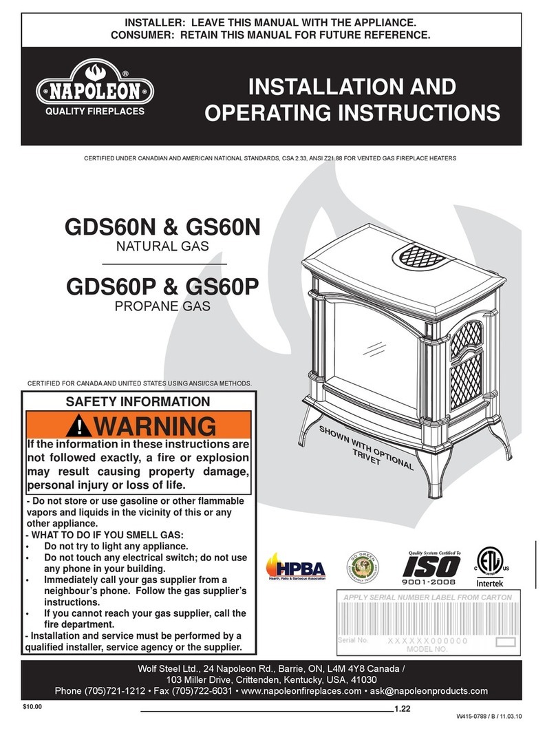 Napoleon GDS60-N Installation and operating instructions Napoleon GDS60-N Installation and operating instructions