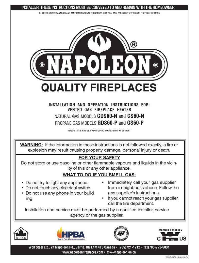 Napoleon GDS60-N Installation and operation instructions Napoleon GDS60-N Installation and operation instructions
