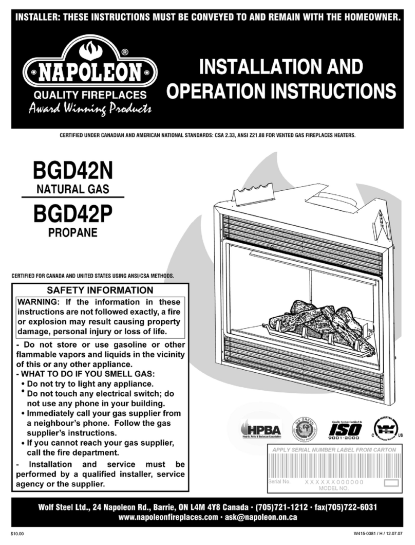 Napoleon BGD42 Installation and operation instructions