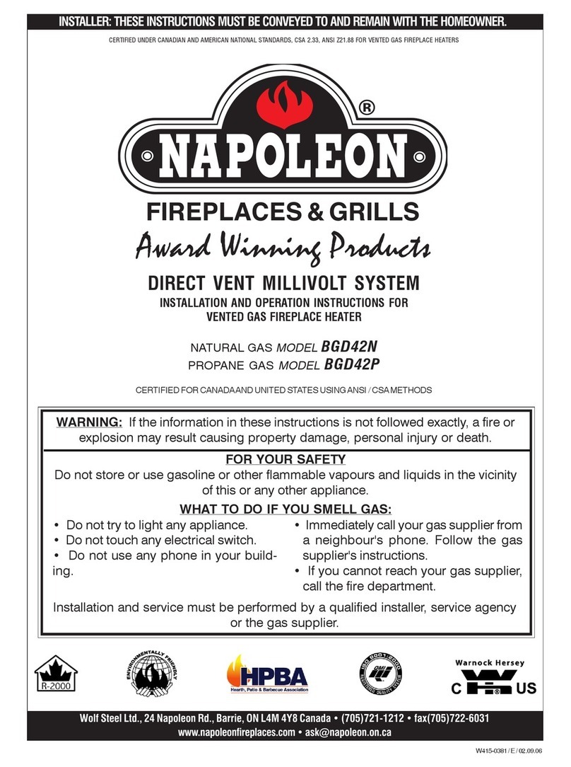 Napoleon BGD42P Installation and operation instructions