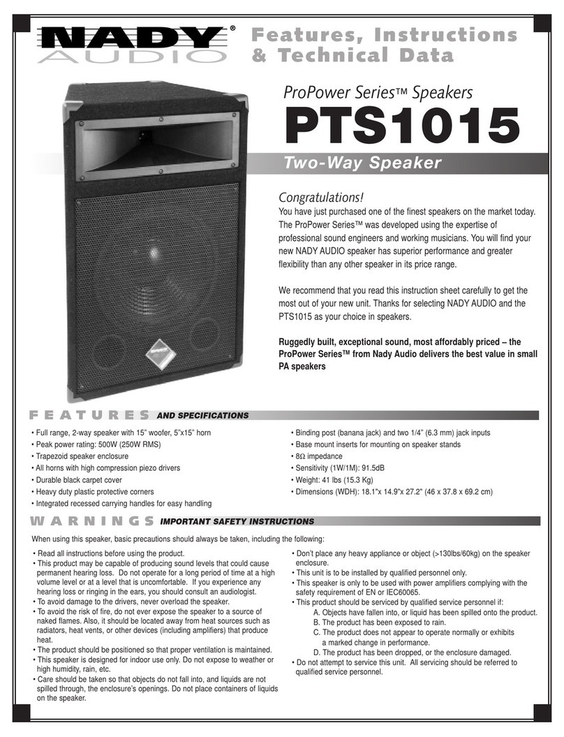 Nady Audio PTS1015 instruction sheet