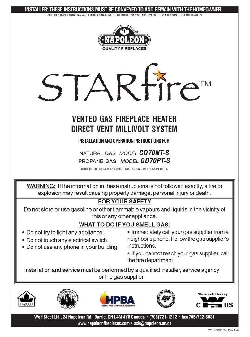 Napoleon StarFire GD70NT-S Installation and operation instructions