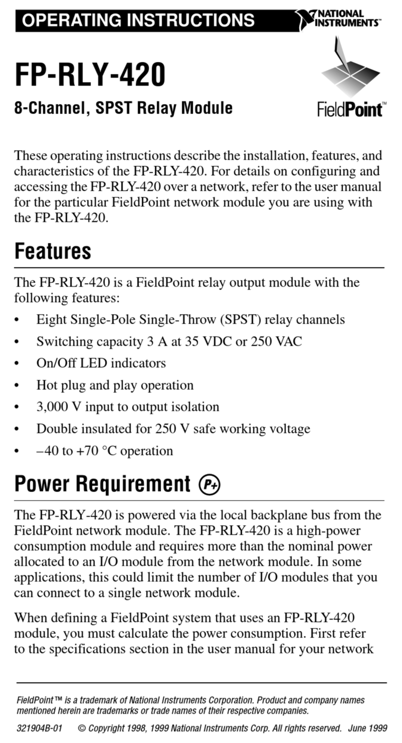 National Instruments FP-RLY-420 User manual