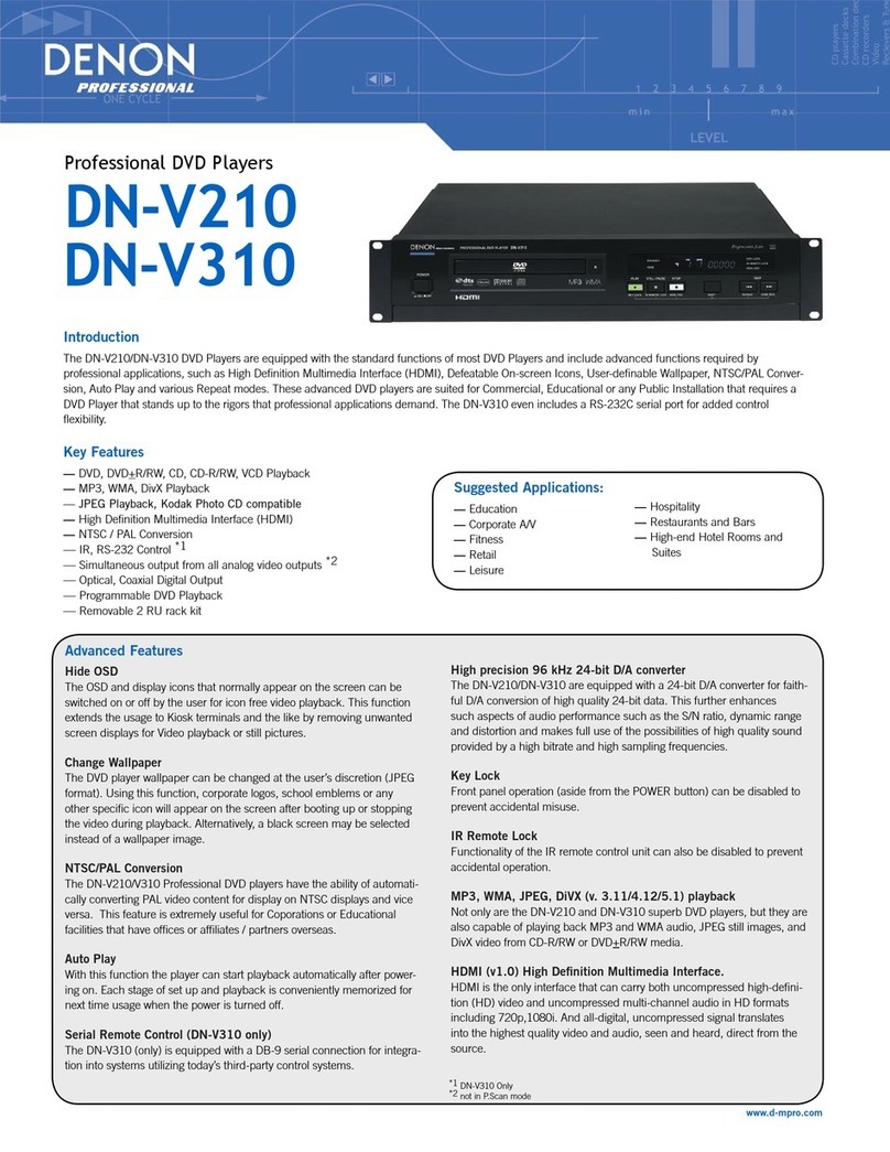 Denon DNV210 - Professional DVD Player User manual