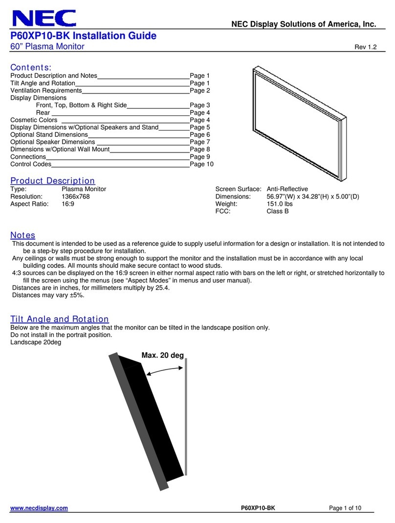 NEC P60XP10-BK User manual