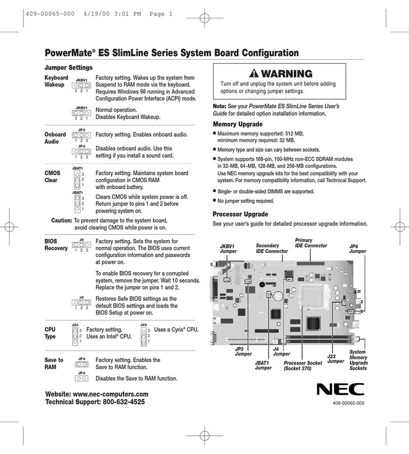 NEC PowerMate ES SlimLine Series Configuration