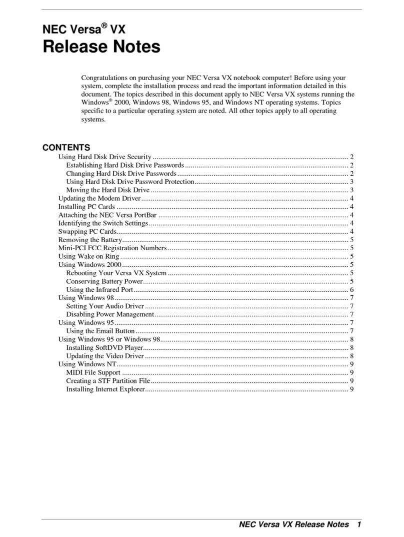 NEC VERSA VX Instruction Manual