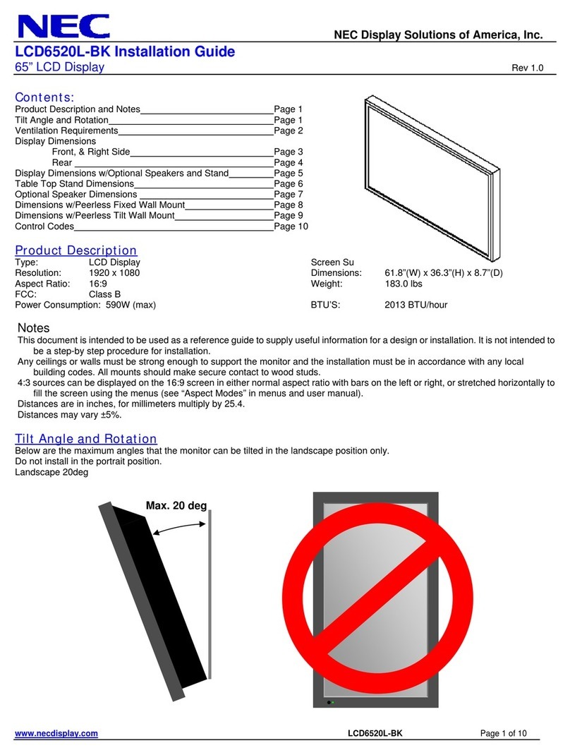 NEC LCD6520L-BK-AV - MultiSync - 65" LCD Flat Panel... User manual NEC LCD6520L-BK-AV - MultiSync - 65" LCD Flat Panel... User manual