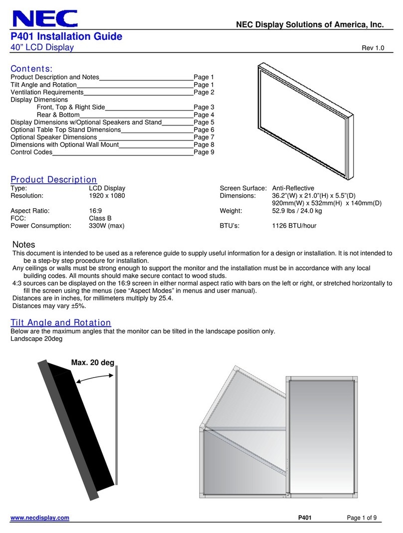 NEC P401 - MultiSync - 40" LCD Flat Panel... User manual